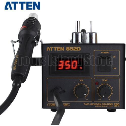 ATTEN AT852D 550W 110V/220V Hot Air Rework Station Thermoregul LED Heat Gun Blow Dryer for BGA IC Desoldering Tool