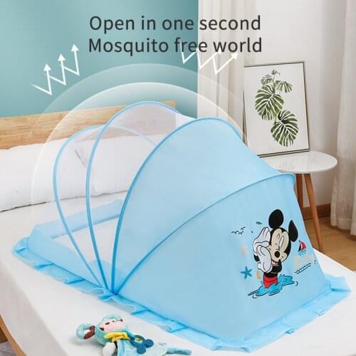 Disney Mickey Minnie Portable Foldable Baby Kids Infant Bed Cartoons Zipper Mosquito Net Tent Crib Sleeping Cushion Newest