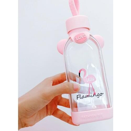 Portable Glass Water Cherry Creative Decorative Water Bottles Reusable Good Heat Resistance Cups Pink Cute Water Bottle for Girl