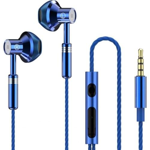 Wired Earbuds Ergonomic Heavy Bass In-ear 1.2m Metal 3.5mm Wire Control Earphones for Music