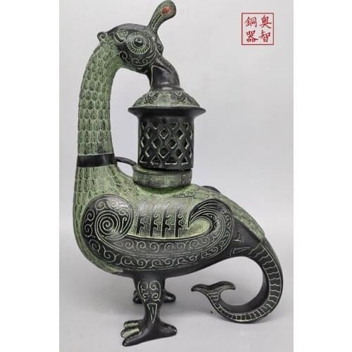 Rare old Chinese HanDyansty(25-186) Bronze Lamp Bird Lamp Peacock Lamp Home Decoration statue, Free shipping