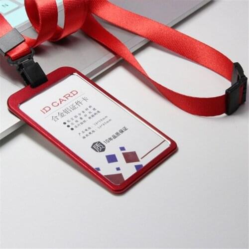 Lanyard Card Holder Neck Strap Badge Holder Metal ID Card Bus ID Business Card Cover Aluminum Photo Holder Office Stationary