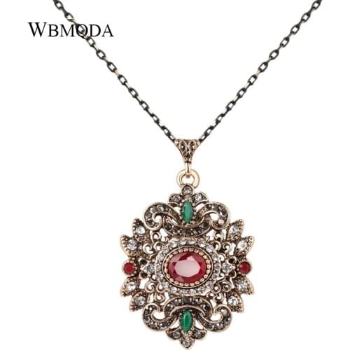 Luxury Indian Crystal Necklace Vintage Antique Gold Necklaces Pendants For Women Bohemian Jewelry 2018 Bridesmaid Gift