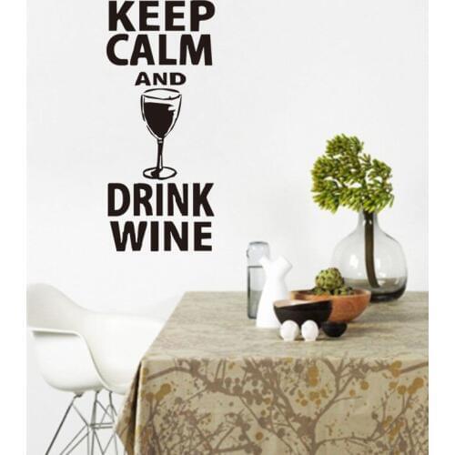Removable Quote Wall Decal Keep Calm And Drink Wine Quote Wall Decal Glass Sticker Home Decor Bar Decal Fashion Kitchen YO-168