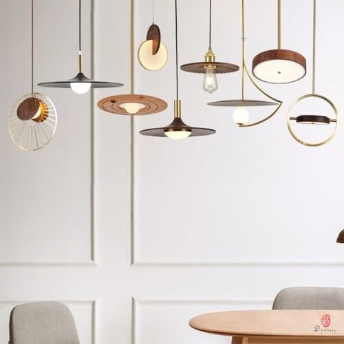 Modern Hanging Lights Fancy Iron& Wooden LED Pendant Lamp Fashion Design Decoration Home Foyer Restaurant Shop Lighting Fixture