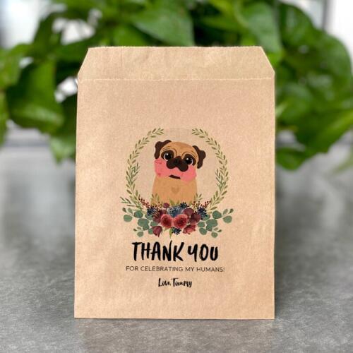 Thank you FOR CELEBRATING MY HUMANS! love tommy .... - Wedding Favour Paper Bags/Custom Name and Date Cookie Donuts Candy Bags