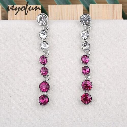 Veyofun Trendy Rhinestone Drop Earrings Elegant Party Dangle Earrings For Woman Fashion Jewelry Gift