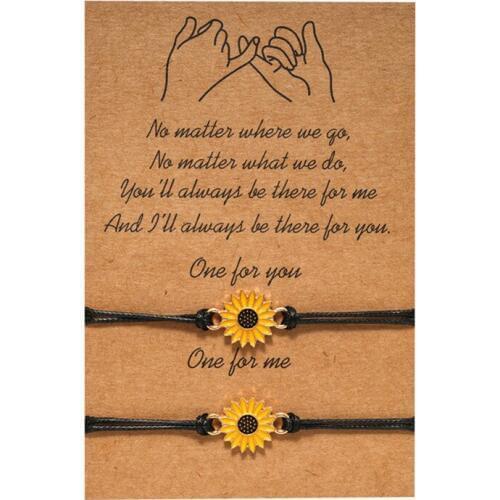 Vintage Jewelry Sunflower Designer Bracelets Gold Sunflower Quote Wish Bracelet Pinky Promise Couple Jewelry Women
