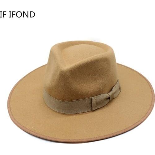 High Quality Wool Top Jazz Fedora Hats British Style Men Women Bow Ribbon Felt Hat Panama Trilby Formal Party Cap
