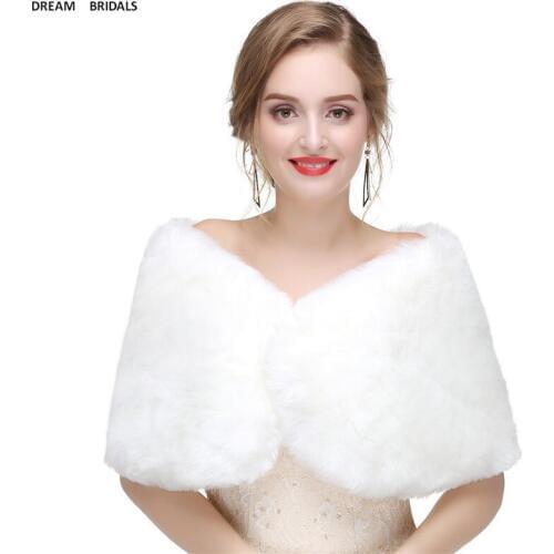 High Quality Wedding Bridal Wrap Faux Fur Bolero Women Fashion Shawls Warm Solid Shawls Wedding Capes Marriage In Stock