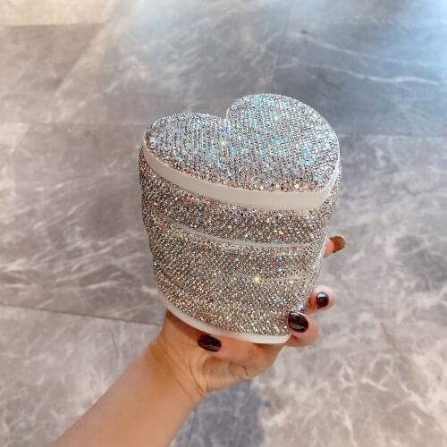 Bling Women Jewelry Storage Box Heart-shaped 4-Layer Rotatable Jewelry Accessory Storage Tray with Lid Birthday Gift for Women