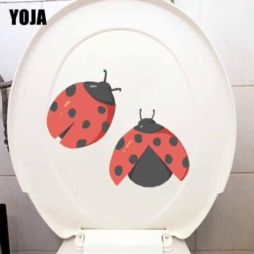 YOJA 23X18.2CM Art Mural Wall Sticker Toilet Decal Home Decor Hand Painted Cartoon Ladybug T5-1066