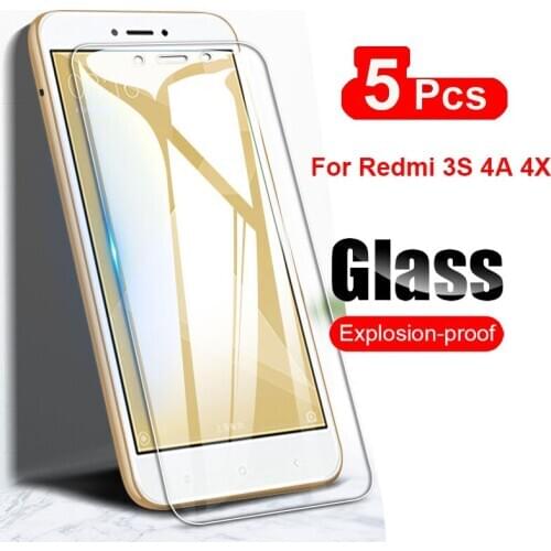 5Pcs Tempered Glass For Xiaomi Redmi 3S 4A 4X Screen Protector Film For Xiaomi Redmi 4X 4A 3 Pro 3S ShockProof Glass Guard Clear