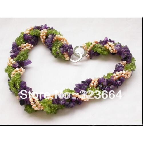 6row 17" Beautiful detritus pink baroque pearl necklace