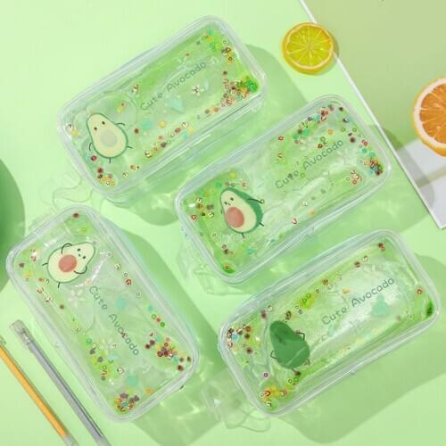 Women Cosmetic Bag Avocado Transparent Makeup Bag Zipper Make Up Handbag Organizer Storage Pouches Toiletry Bags Beauty Box