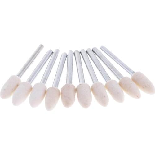 10Pcs 3mm Shank 4-16mm Coned Felt Head Grinding Mounted Point Polishing Tools