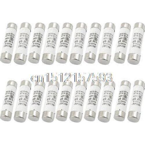 20 Pcs RO15 Series 500V 20A Cylinder Cap Ceramic Fast Blow Fuse Links 10x38mm