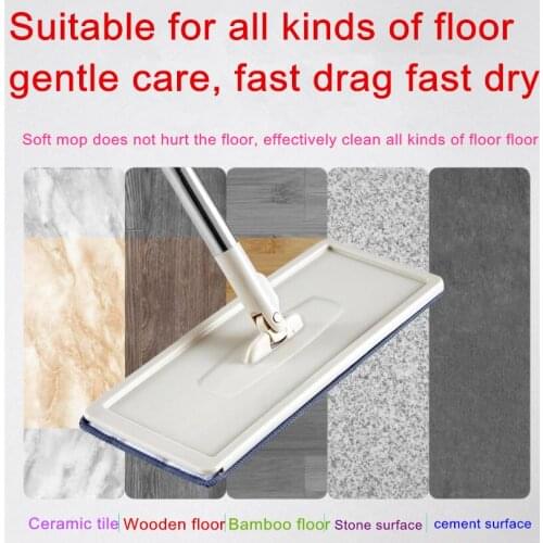 2019 Flat Squeeze Mop Bucket Hand Free Wringing Floor Cleaning Microfiber Mop Pads Wet or Dry Usage on Hardwood Laminate Tile