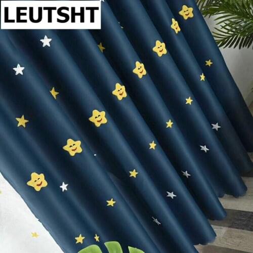 2021 modern smiley face stars children cartoon blackout curtains for living room bedroom study balcony blackout curtains custom