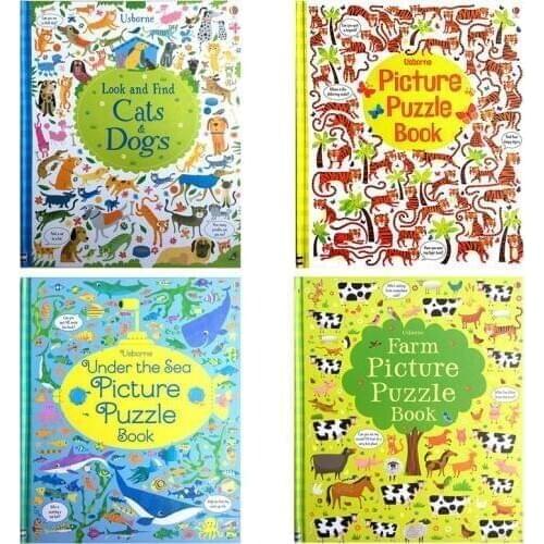 4 BOOKS /SET Usborne Picket Puzzle Book Original English Reading Childrens Books