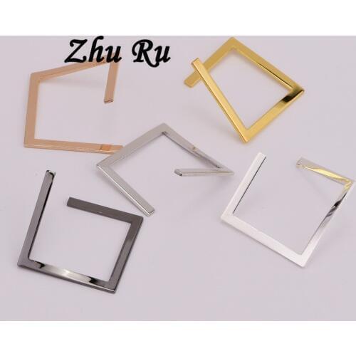 5pcs ZHU RU 30mm Open box quadrilateral Not closed frame Pendant Charm fit Women DIY Jewelry Gift components parts