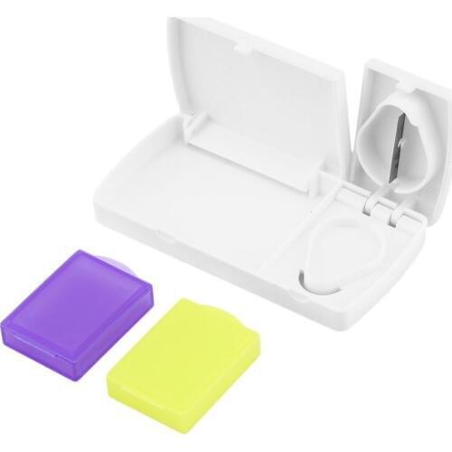 White ABS+PP+ Stainless Steel Using Multiple Occasions Medicine Tablet Storage Box With Splitter Organizer Hold Divider Pill Cut