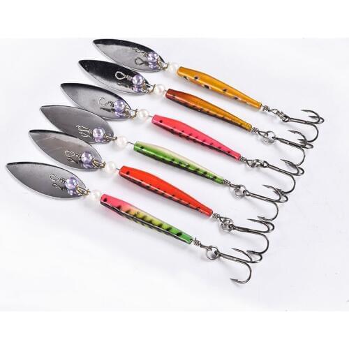 Spinner Spoon Metal Fishing Lure 14g Sequins Crankbait Spoon Artificial Baits Wobbler Rotating Bait with Treble Hooks