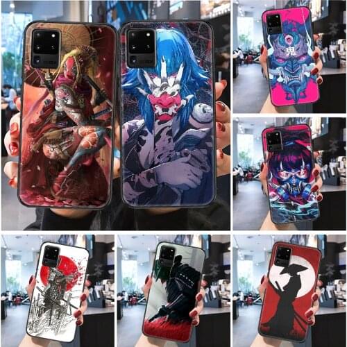 Samurai Japan soldier Bushido mask Phone case For Samsung Galaxy Note 4 8 9 10 20 S8 S9 S10 S10E S20 Plus UITRA Ultra black