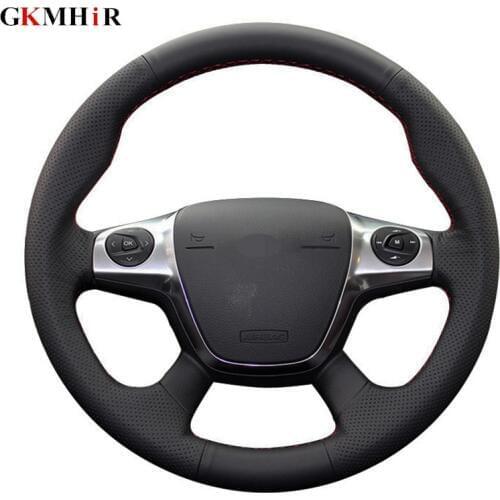 Black Soft Artificial Leather Car Steering Wheel Cover for Ford Focus 3 2012-2014 KUGA Escape 2013-2016
