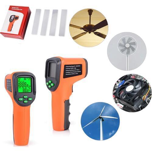 FOSHIO Auto Car 10-99999 RPM Meter Digital Non-contact Laser Tachometer Gauges Photoelectric Car Motor Speed Gauge Speedometer