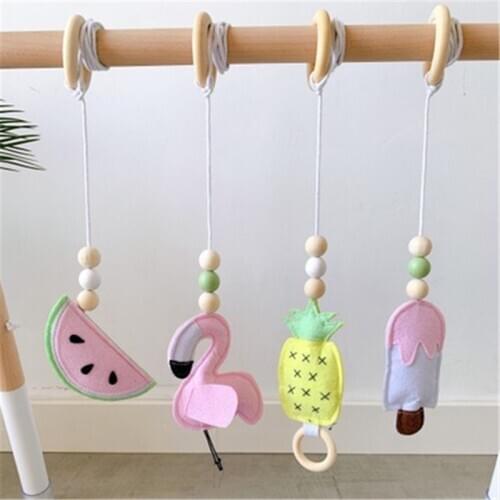 Nordic Style Flamingo Pineapple Wooden Felt Pendant Kids Room Nursery Home Wall Decoration Ornament Home Wall Hanging Ornaments