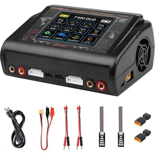 HTRC T400 Dual Channel Touch Screen Balance Discharger AC 200W DC 400W Battery Charger For RC Model Toys