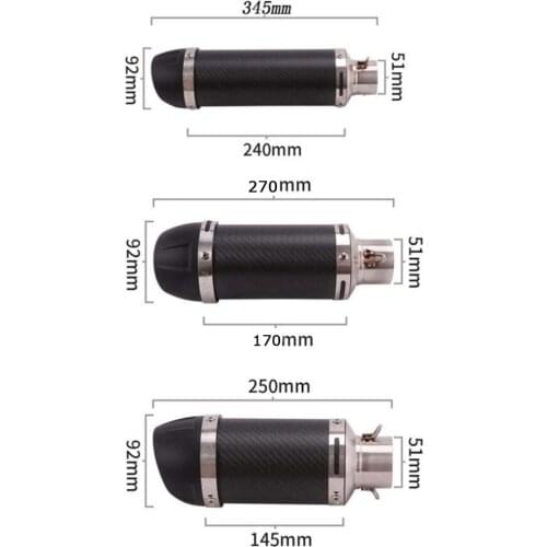E-Mark Motorcycle Stainless Steel Carbon Exhaust Modified Scooter Leovince Exhaust Muffle Fit Most Motorcycle ATV With Sticker