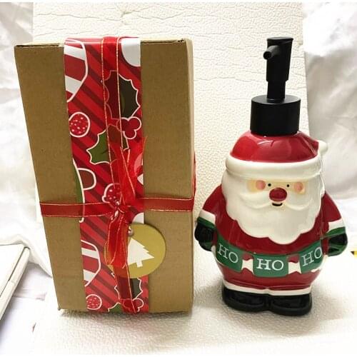 Exquisite European Style Bathroom Soap Dispenser Handpainted Cute Santa Claus Porcelain Lovely Decoration Collectible