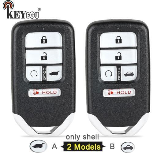 KEYECU for Honda Civic Pilot 2016 2017 2018 2019 2020 Replacement 4 Button Remote Car Key Shell Case Fob With Insert Uncut Blade