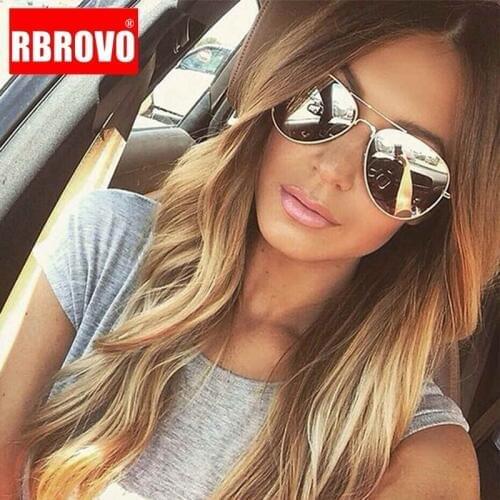 RBROVO 2021 Classic Pilot Women Sunglasses Vintage Metal Eyeglasses Street Beat Shopping Mirror Oculos De Sol Gafas UV400