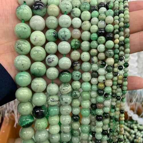 4-12mm Round Green Garnet Beads 15'' Natural Gem Stone DIY Loose Beads For Jewelry Making Beads Bracelet Necklace For Women