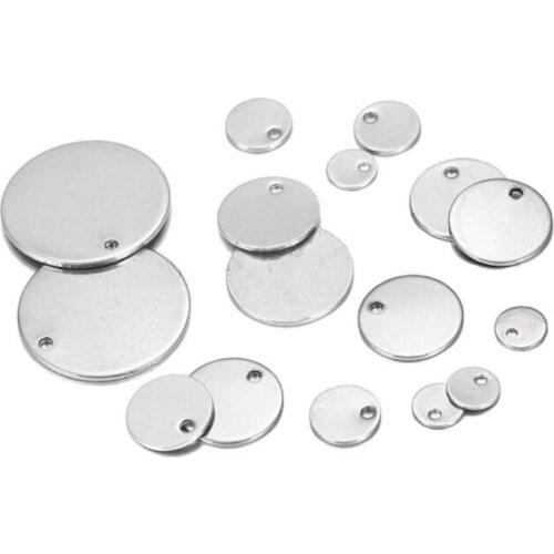 50pcs Stainless Steel Charms Pendant Round Stamping Blank Stamping Dog Tag Charms For Necklace DIY Jewelry Making Wholesale