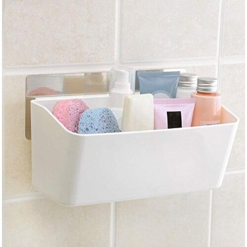 HOT-Storage Organizer Wall Mount Adhesive Bathroom Shelf Bathtub Caddy Basket Organizer No Drilling Kitchen Storage Shelf