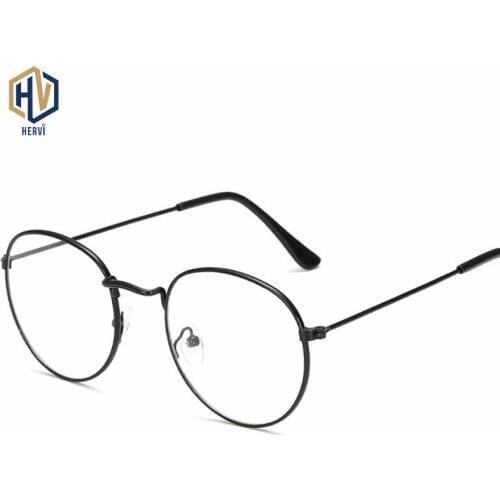 Fashion Round Big Glasses Frame Men Women Solid Color Metal Optics Spectacles Frames Prescription Eyeglasses