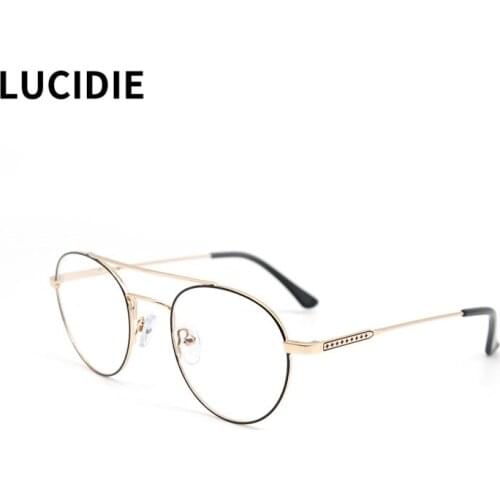 LUCIDIE Fashion Round Men Glasses Frame Retro Clear Lens Eyeglasses Plain Women Eyewear Eye Glasses Frames Unisex Accessories