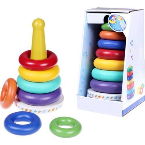 Music Rainbow Tower Tumbler Layer Stacking Seven-Color Rings Children Stacking Rings Baby Stacked Toys