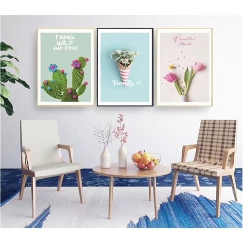 Flower and Cactus Wall Art Canvas Painting Green Style Plant Nordic Posters and Prints Decorative Picture Modern Home Decoration