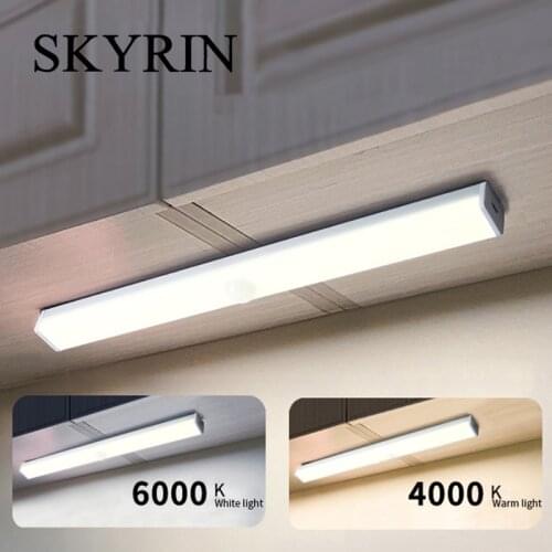 SKYRIN LED Night Light Motion Sensor Wireless USB Rechargeable 10 20 30 40 50cm Night Lamp For Kitchen Cabinet Wardrobe Lamp
