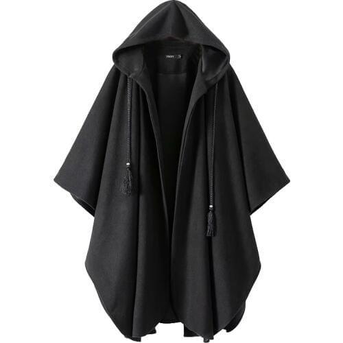 2020 New Women Winter Black Long Coat Ladies Fashion Cardigan Wool Jackets Womens Harjuku Hooded Cloak Capes ponchos Tops X994