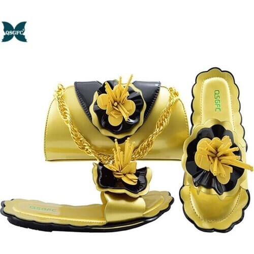 Autumn New Style Coming Yellow Color Italian design Shoes and Bags To Match Shoes with Bag Set Matching African Shoe and Bag Set