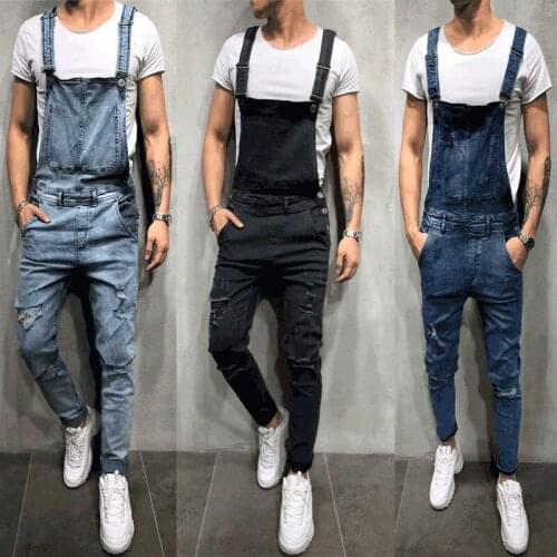 New Style Men Baggy Jeans Suspender Pants Fashion Multi-pockets Loose Denim Trousers Jumpsuit Bib Pants Pocket Overalls S-3XL