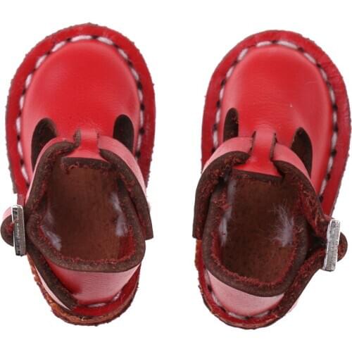 Pair Of Ankle Belt Shoes Flat Shoes For 12'' Blythe Doll Clothing Red
