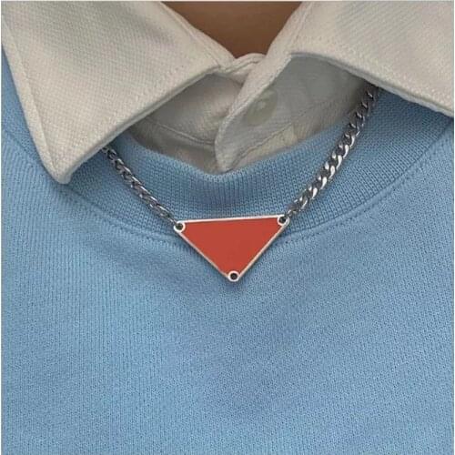 DDHot Popular Luxury Brand high Quality Colorful Triangle Necklace Fashion Hip-Hop Punk Style Charm Clavicle Necklace Couple Gi