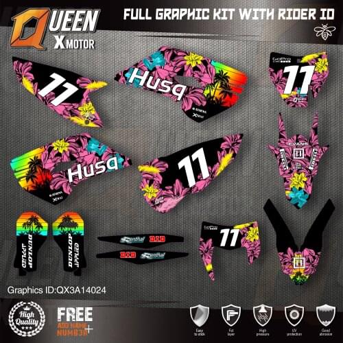Queen X Custom Team Graphics Decals Stickers Kit For Husqvarna Sticker Decal 2014-15 TC FC 2015-16 FE TE 125 to 450cc 24